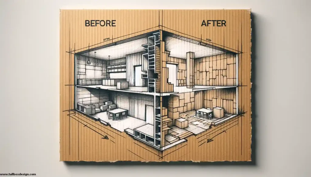 A cardboard box with a drawing of a house, perfect for DIY house renovation enthusiasts.