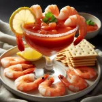 A plate of shrimp and crackers, a perfect food idea for an luxury open house.