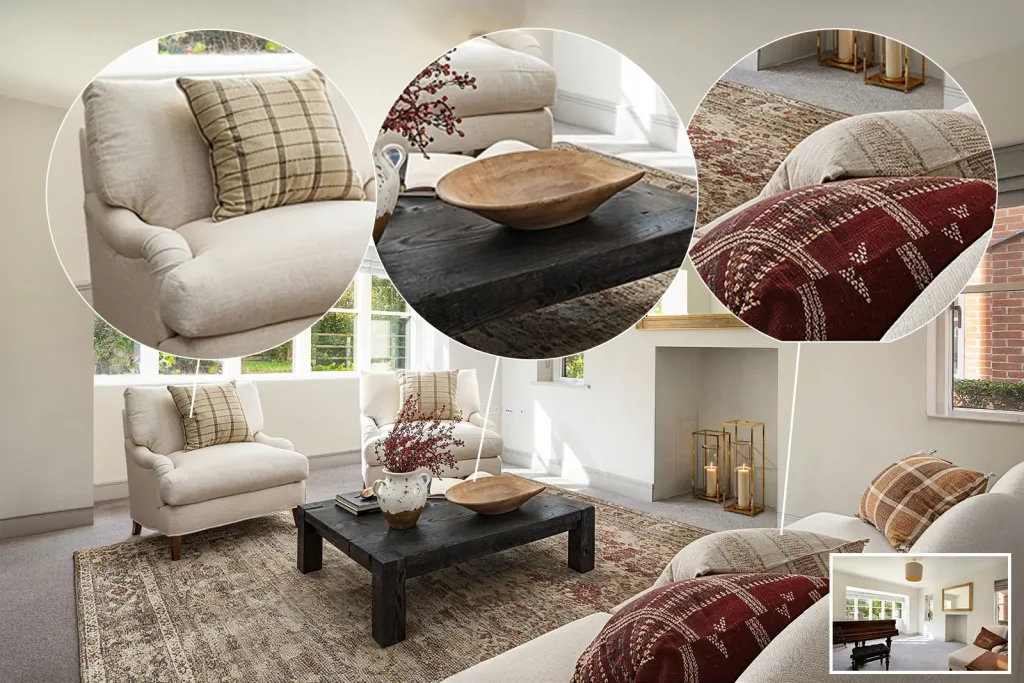 A collage of luxury living room pictures.
