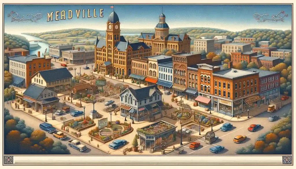 A painting of a town in Kentucky, one of the cheapest places to live in PA.