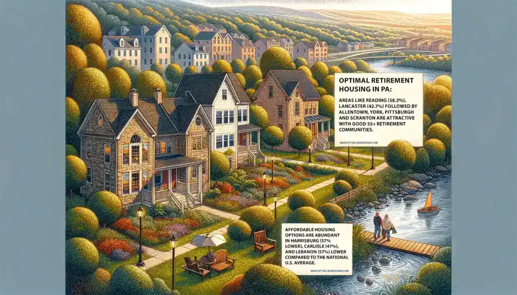 A scenic painting capturing the essence of a town nestled along a charming river ideal for retirement in PA
