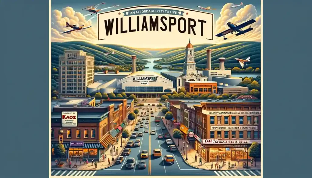 A poster showcasing the cheapest places to live in Williamsport, PA.