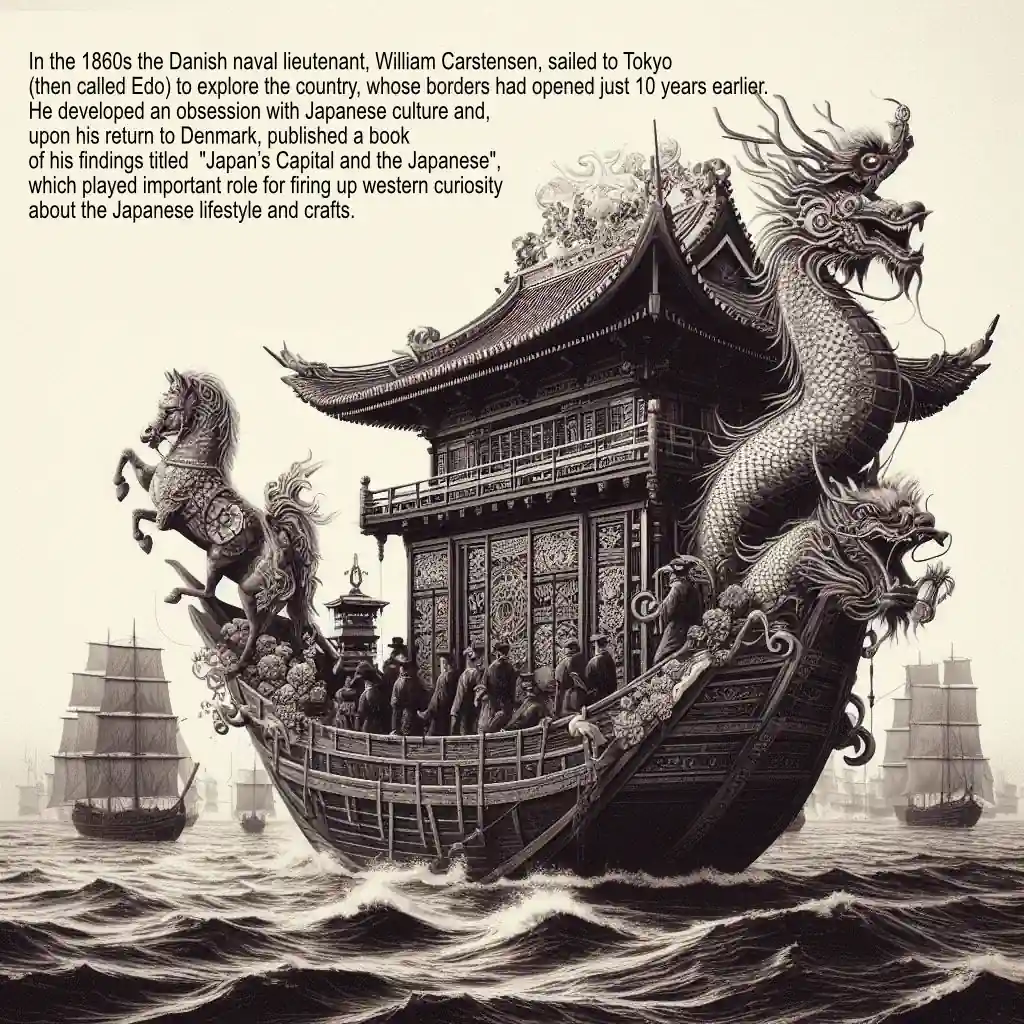 A Japandi-style dragon on a boat.