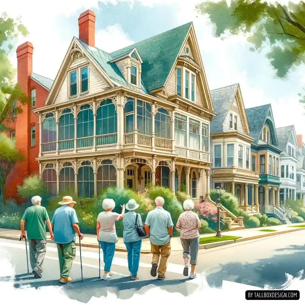 Retirement communities in Harrisburg PA, walking on the street.