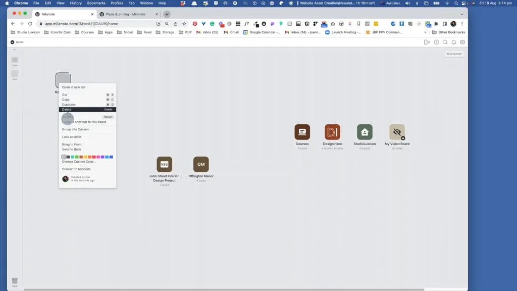 A digital workspace with file icons arranged meticulously, a dropdown menu open, and various browser tabs at the top reflects efficient business organization.