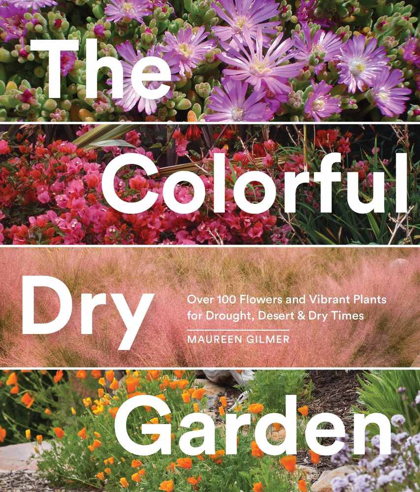 Book cover titled "The Colorful Dry Garden" showcases the art of Xeriscaping with vibrant flowers and plants. Perfect for those looking to buy a guide on creating a lush garden with minimal water use.