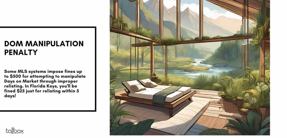 A tranquil room with large windows offers a serene nature view and a cozy bed; be wary of real estate penalties for Days on Market manipulation, especially when considering relisting tactics.