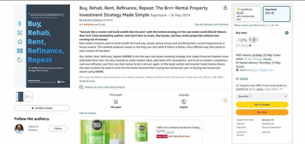 "Buy, Rehab, Rent, Refinance, Repeat" by David M. Greene—a must-read for homeowners and fans of Real Estate Investment Books looking to master the buy and flip strategy. Available in paperback on Amazon.