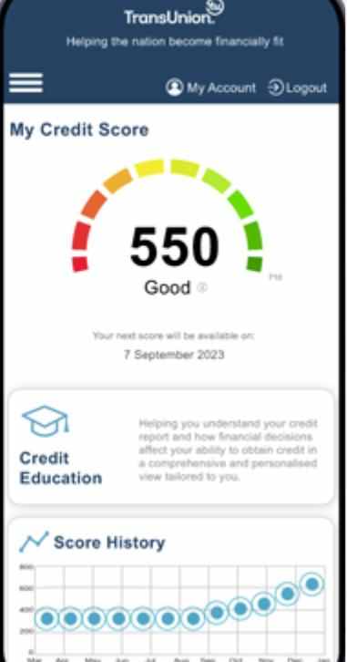 A credit score report displays a score of 550 labeled "Good," featuring a color gauge and score history chart—ideal for tracking your progress with DIY Credit Repair.