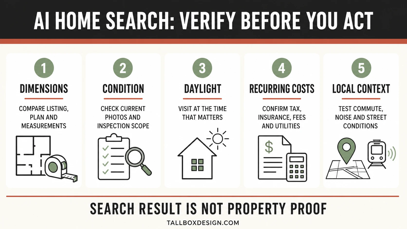 AI home search buyer checklist for five property verification checks