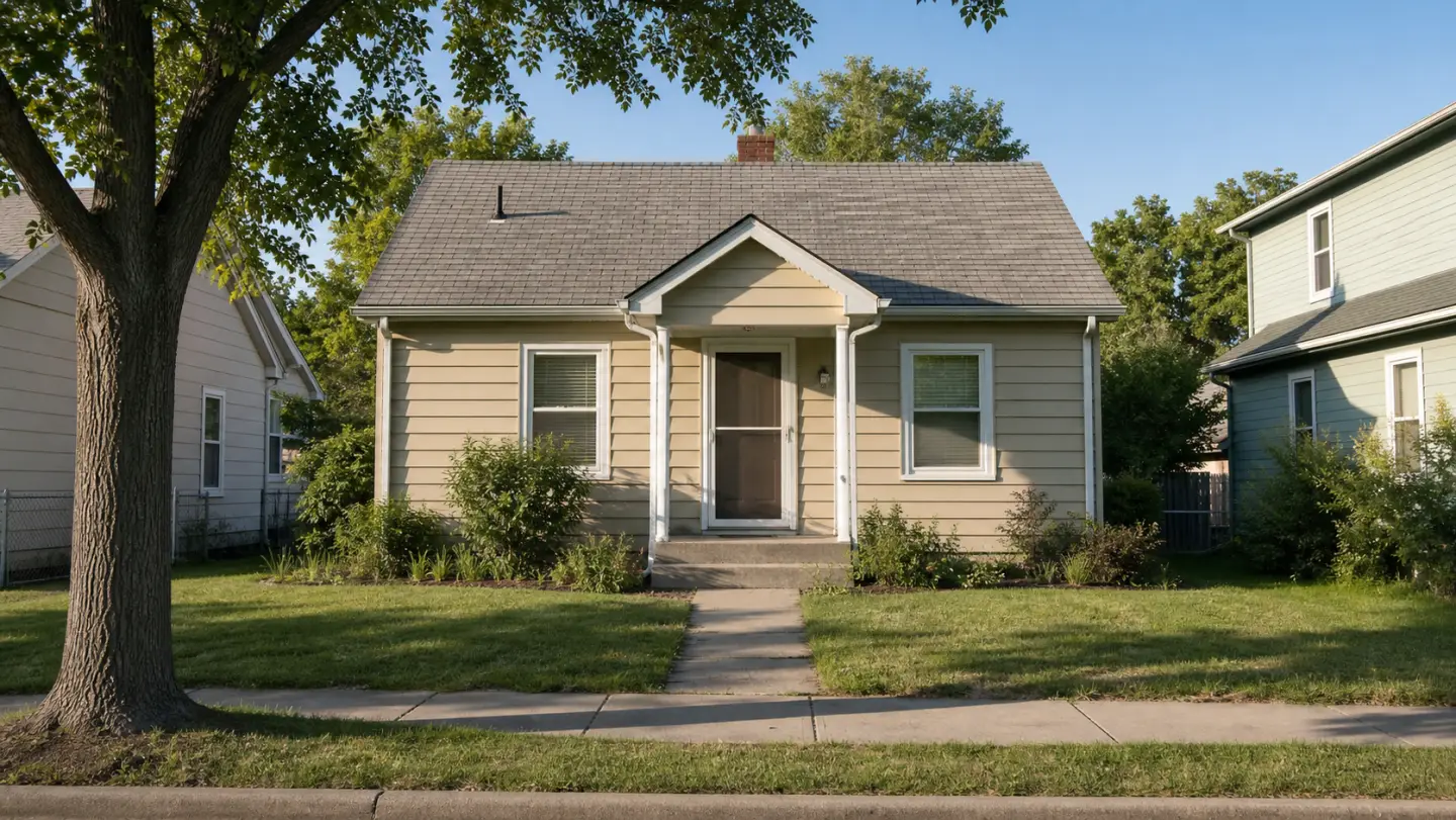 Modest detached house on a residential street, representing the entry-level homes included in Zillow's bottom price tier